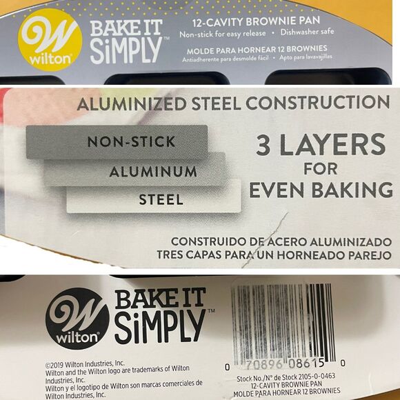 Wilton 12 Cavity Brownie Baking Pan Non-Stick  All Edges Square Aluminum Steel - Picture 7 of 9